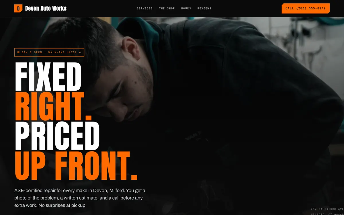 Devon Auto Works concept site
