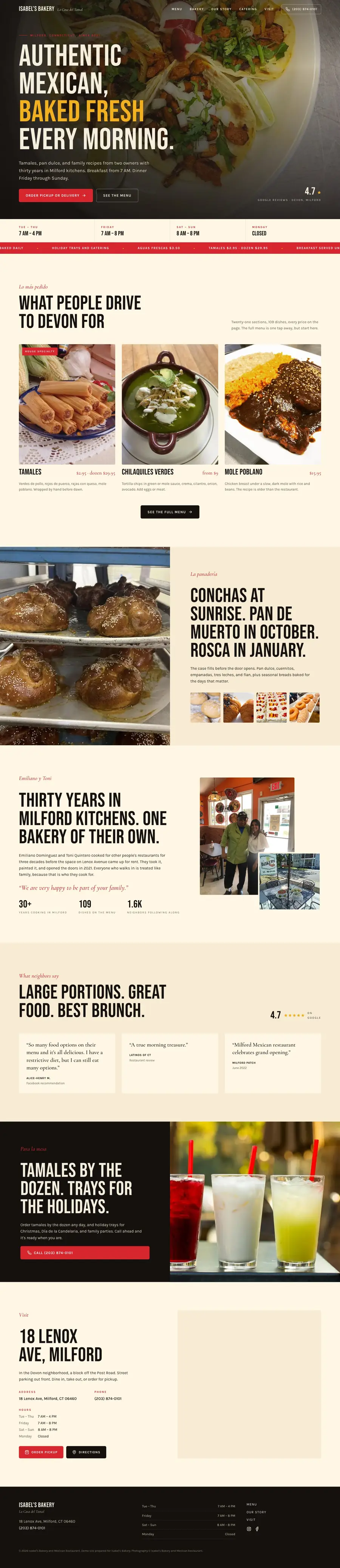 Isabel's Bakery website, built by Hoxie Ventures